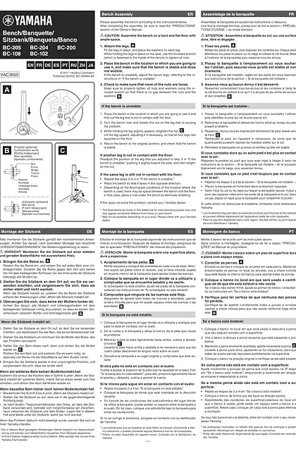 yamaha雅马哈BC Series Bench Assembly